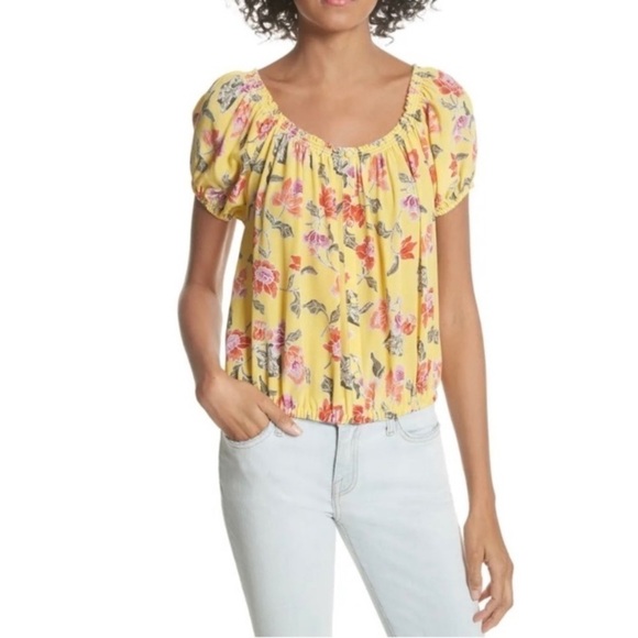 Joie Silk Off the Shoulder Yellow Floral Blouse - Picture 13 of 13